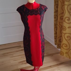 NWOT red dress with black lace size 6